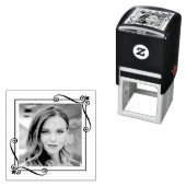 Corner Swirls Square Lijst aangepaste foto Zelfinktende Stempel (In situ)