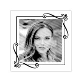 Corner Swirls Square Lijst aangepaste foto Zelfinktende Stempel (Design)