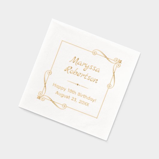 Corner Swirls Square Lijst Verjaardag Folie Servetten (Links)