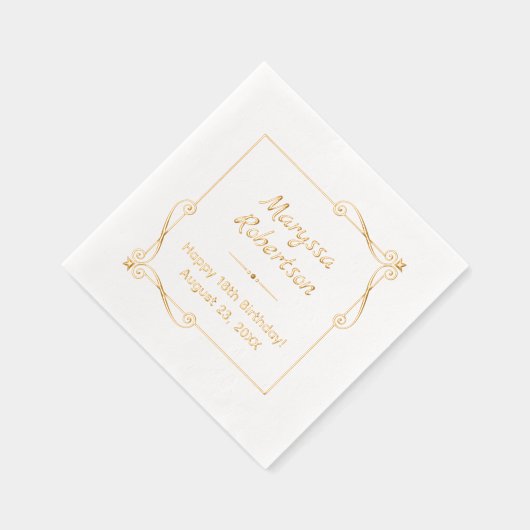 Corner Swirls Square Lijst Verjaardag Folie Servetten (Rechts)