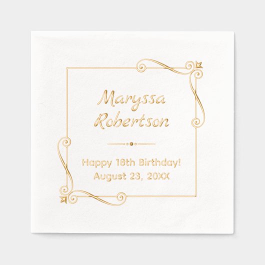 Corner Swirls Square Lijst Verjaardag Folie Servetten (Voorkant)