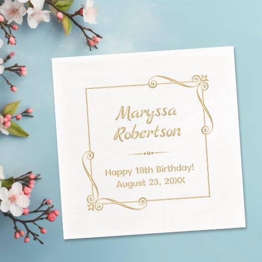 Corner Swirls Square Lijst Verjaardag Folie Servetten