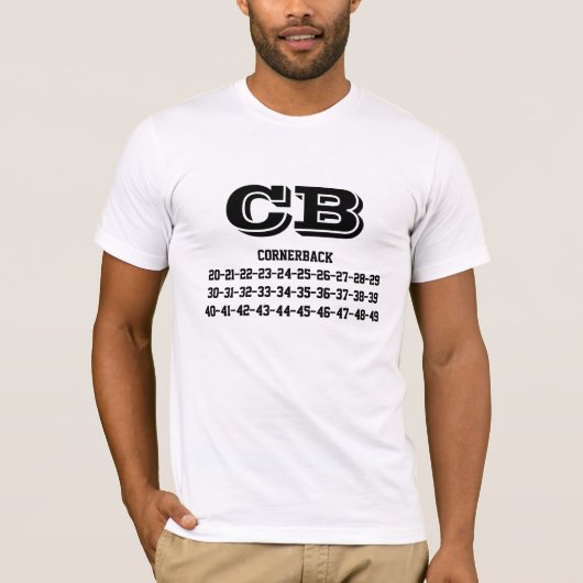 Cornerback jersey numbers T-shirt (Voorkant)