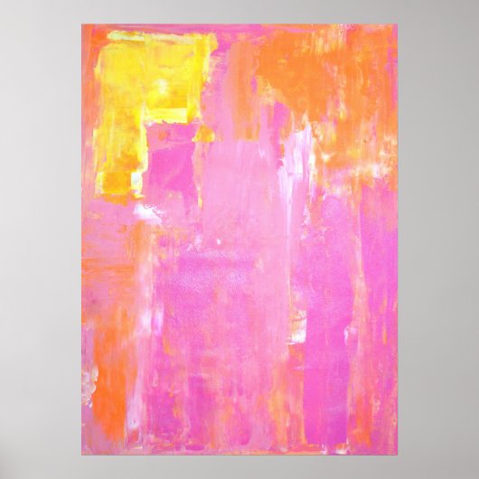 "Cornered" roze en Oranje Abstracte kunst Poster (Voorkant)