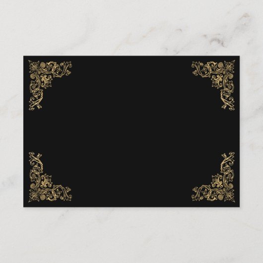  Corners Zwart Goud Bruiloft Details Informatiekaartje (Achterkant)