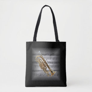 Cornet ~ 3-D-vel Music Pillow ~ Gray/Black ~ Tote Bag