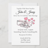 Cornet bruiloft uitnodiging messing muzikanten (Voorkant)