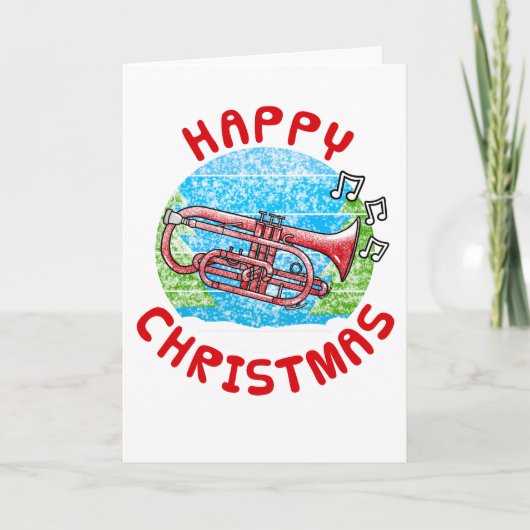 Cornet Christmas Kaart Cornetist Messing Musician (Voorkant)
