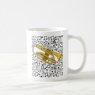 Cornet met muzieknoten Cornetist Brass Musician Koffiemok