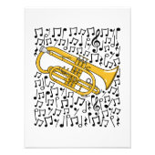 Cornet Musical Notes Cornetist Messing Musicus Foto Afdruk (Voorkant)