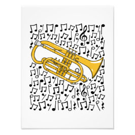 Cornet Musical Notes Cornetist Messing Musicus Foto Afdruk