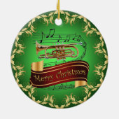 Cornet ~ Musical Scroll ~ Merry Kerst~ * ~ Keramisch Ornament (Achterkant)