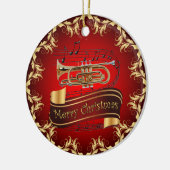 Cornet ~ Musical Scroll ~ Merry Kerst~ * ~ Keramisch Ornament (Links)
