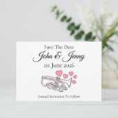 Cornet Musician Wedding Bewaar de datum (Staand voorkant)