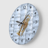 Cornet ~ Rollend blad Muziek ~ Blue Tint Backgroun Grote Klok (Hoek)