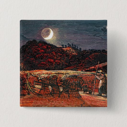 Cornfield door Moonlight, 1830 Vierkante Button 5,1 Cm (Voorkant)