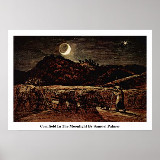 Cornfield in het monlicht van Samuel Palmer Poster (Voorkant)