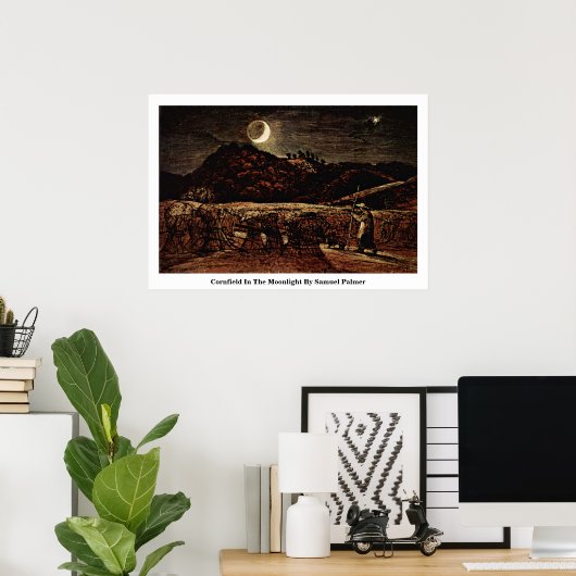 Cornfield in het monlicht van Samuel Palmer Poster (Thuiskantoor)