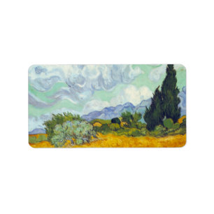 Cornfield met Cyprus door Vincent van Gogh Etiket