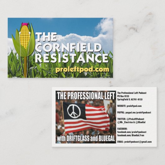 Cornfield Resistance - Website Kaarten Visitekaartje (Voorkant / Achterkant)