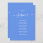 Cornflower Blauw Elegant Tafel Nummer Zitting Graf Kaart (Voorkant / Achterkant)