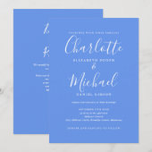 Cornflower Blauw Elegante Moderne QR Code Trouwen Kaart (Voorkant / Achterkant)
