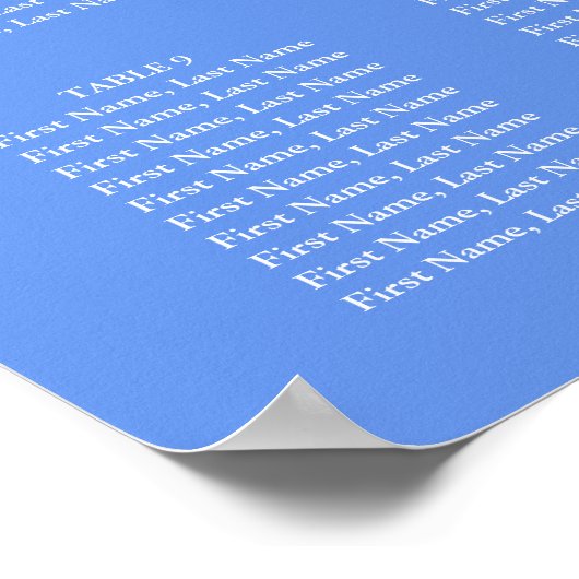 Cornflower Blauw Moderne Wedding Zitting Grafiek Poster (Hoek)