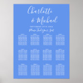 Cornflower Blauw Moderne Wedding Zitting Grafiek Poster (Voorkant)