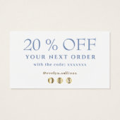 Cornflower blauwe agaat dank u kortingskaart visitekaartje (Achterkant)