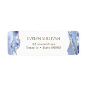 Cornflower blauwe agaat retouradres label (Voorkant)