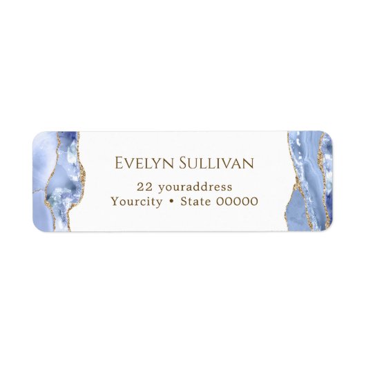 Cornflower blauwe agaat retouradres label (Voorkant)