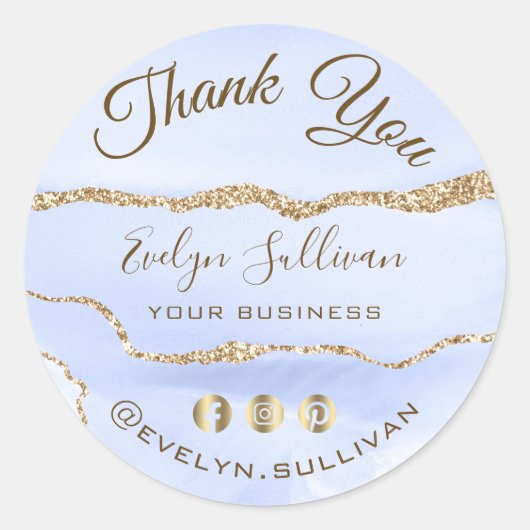 Cornflower Blue Agaat Dank u Ronde Sticker (Voorkant)