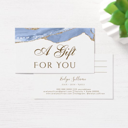 Cornflower Blue Agaat Gift Kaart (Bureau)