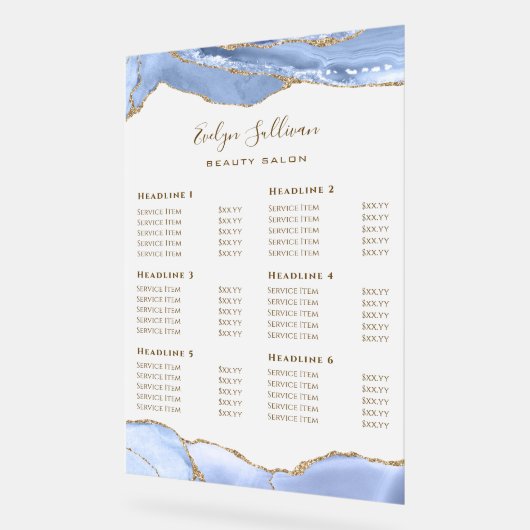 Cornflower Blue Agaat prijslijst Acryl Bord (Hoek)