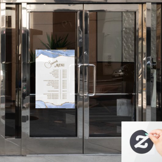 Cornflower Blue Agate Dienstenmenu Raamsticker (Kantoordeur)