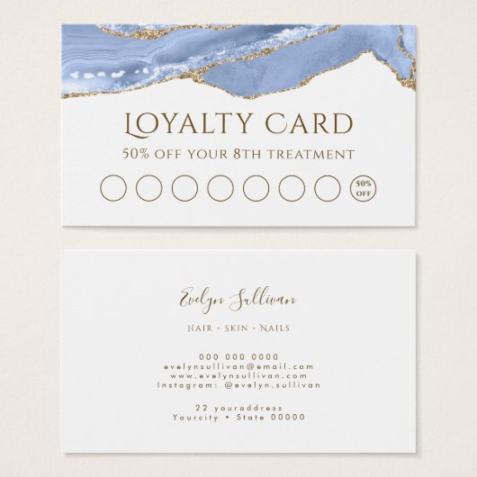 Cornflower Blue Agate Loyalty Kaart (Voorkant /achterkant)