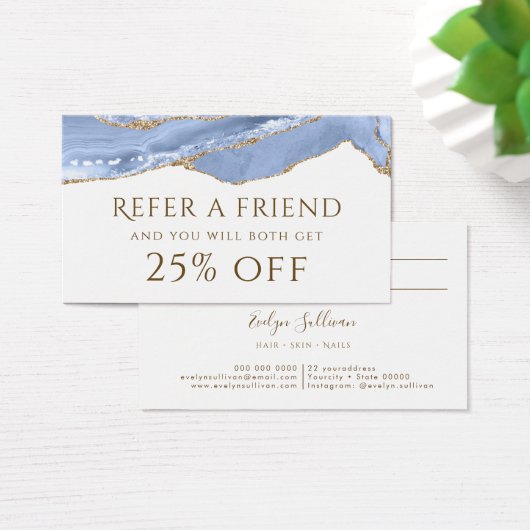 Cornflower Blue Agate Referral Kaart (Bureau)