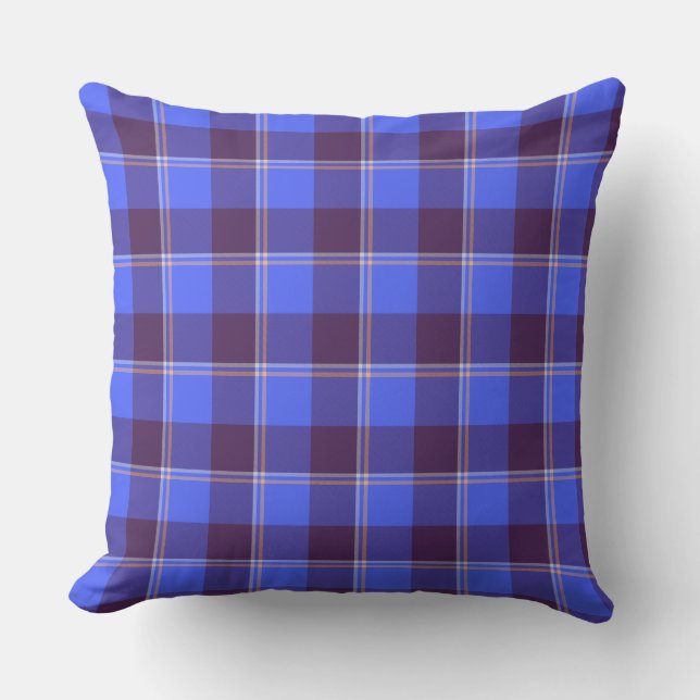 Cornflower Blue and Livid Brown Plaid Kussen (Voorkant)