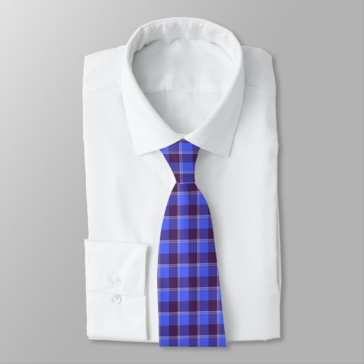 Cornflower Blue and Livid Brown Plaid Neck Tie Stropdas (Gebonden)