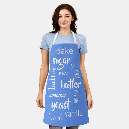 Cornflower Blue Baking Words Schort (Gedragen)