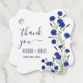 Cornflower Blue Botanical Wedding  Bedankjes Labels (Voorkant)