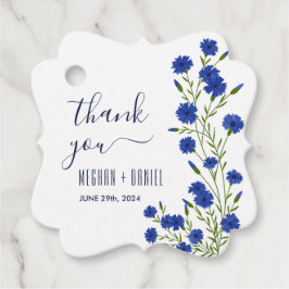 Cornflower Blue Botanical Wedding  Bedankjes Labels