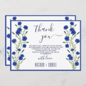 Cornflower Blue Botanical Wedding Bedankt Kaart (Voorkant / Achterkant)