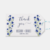 Cornflower Blue Botanical Wedding Cadeaulabel (Voorkant (Horizontaal))