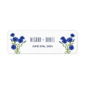 Cornflower Blue Botanical Wedding Etiket (Voorkant)