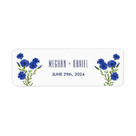 Cornflower Blue Botanical Wedding Etiket