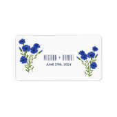 Cornflower Blue Botanical Wedding Etiket (Voorkant)