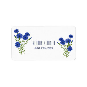 Cornflower Blue Botanical Wedding Etiket