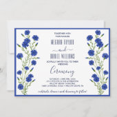 Cornflower Blue Botanical Wedding Kaart (Voorkant)