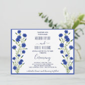 Cornflower Blue Botanical Wedding Kaart (Staand voorkant)